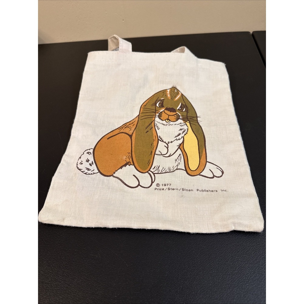 Vintage 1977 Bunny Rabbit Canvas Tote Bag Price Stern Sloan Book Bag